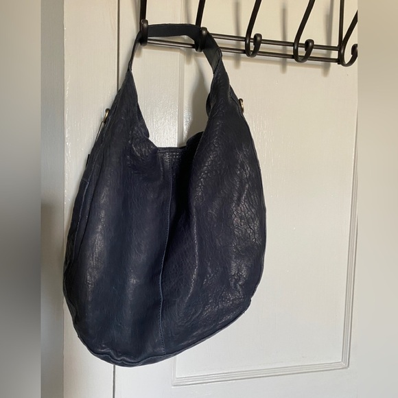 Elegant Midnight Blue Leather Hobo Bag - Picture 15 of 15